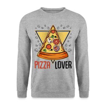 Pizza Lover | Pizza morceau Fast Food Lecker Cadeau - Sweat-shirt Unisexe - gris chiné - Devant - Alina (178cm) & Michal (187cm)