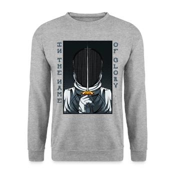 In The Name Of Glory | Fencing Fencer Gift - Unisex Sweatshirt - salt & pepper - Front - Alina (178cm) & Michal (187cm)