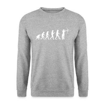 Bogenschütze Bogenschießen Evolution Pfeil - Unisex Pullover - Weißgrau meliert - Vorne - Alina (178cm) & Michal (187cm)
