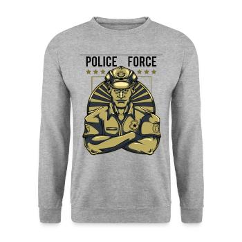 Vintage Retro Style Polizeibeamter Gesetz Geschenk - Unisex Pullover - Weißgrau meliert - Vorne - Alina (178cm) & Michal (187cm)