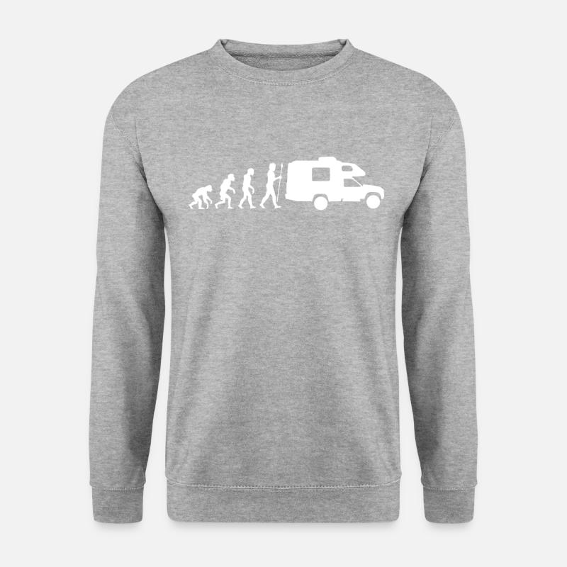 Evolution Camping Zelt Wohnwagen - Unisex Pullover - Weißgrau meliert