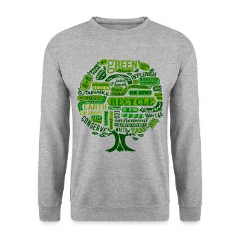 Arbre de Nature - Eco Vegan Nature Changement Climatique - Sweat-shirt Unisexe - gris chiné - Devant - Alina (178cm) & Michal (187cm)