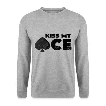 Embrasser mon as | Ace of Spades Pun Poker ACE Gift - Sweat-shirt Unisexe - gris chiné - Devant - Alina (178cm) & Michal (187cm)