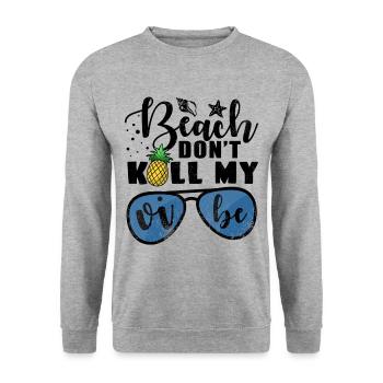 Beach Vibe Pun Sunglasses Pineapple Gift - Unisex Sweatshirt - salt & pepper - Front - Alina (178cm) & Michal (187cm)