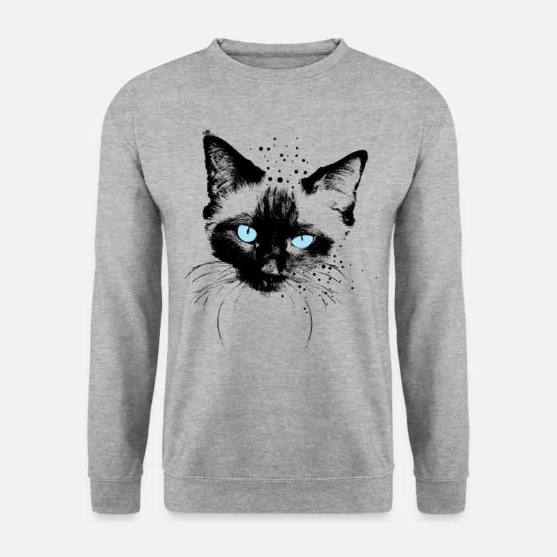 Siam Katze - Unisex Pullover - Weißgrau meliert