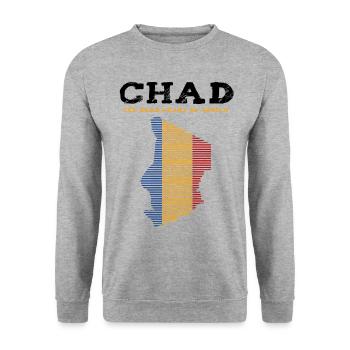 Tschad Nationalfarben Länderumriss Heimat Geschenk - Unisex Pullover - Weißgrau meliert - Vorne - Alina (178cm) & Michal (187cm)