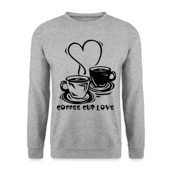 Kaffee - Unisex Pullover - Weißgrau meliert - Vorne - Alina (178cm) & Michal (187cm)