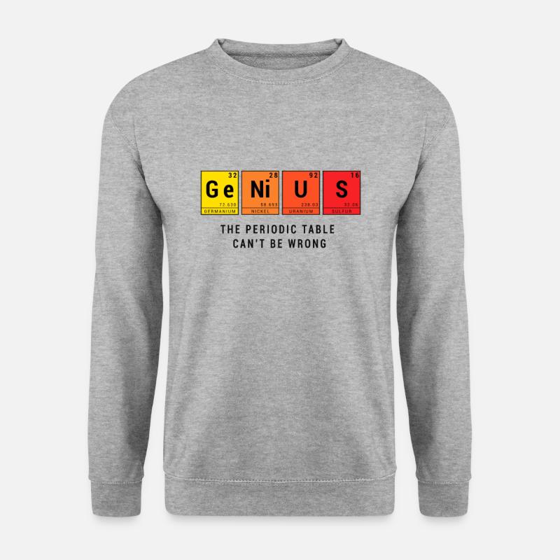 Genius Geek Periodic Table Science T-Shirt - Unisex Pullover - Weißgrau meliert