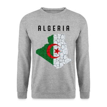 Algerien Nationalfarben Länderumriss Geschenkidee - Unisex Pullover - Weißgrau meliert - Vorne - Alina (178cm) & Michal (187cm)