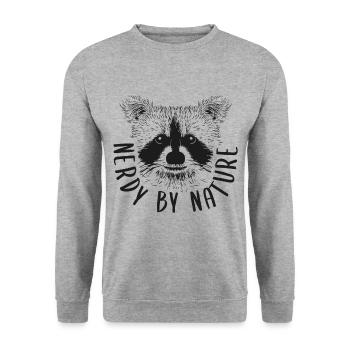 Nerdy by Nature Nerd Raccoon Cute Gift Read - Unisex Sweatshirt - salt & pepper - Front - Alina (178cm) & Michal (187cm)