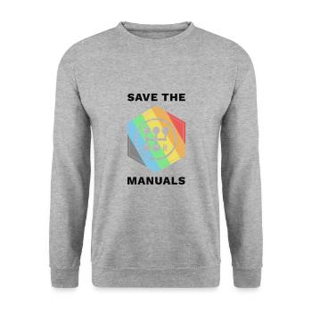 Save the manuals - Drift Motorsport T-Shirt - Unisex Pullover - Weißgrau meliert - Vorne - Alina (178cm) & Michal (187cm)