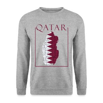 Cool state Qatar country outline contour Doha gift - Unisex Sweatshirt - salt & pepper - Front - Alina (178cm) & Michal (187cm)