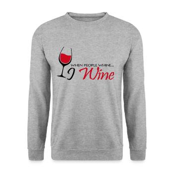 Wein - Unisex Pullover - Weißgrau meliert - Vorne - Alina (178cm) & Michal (187cm)
