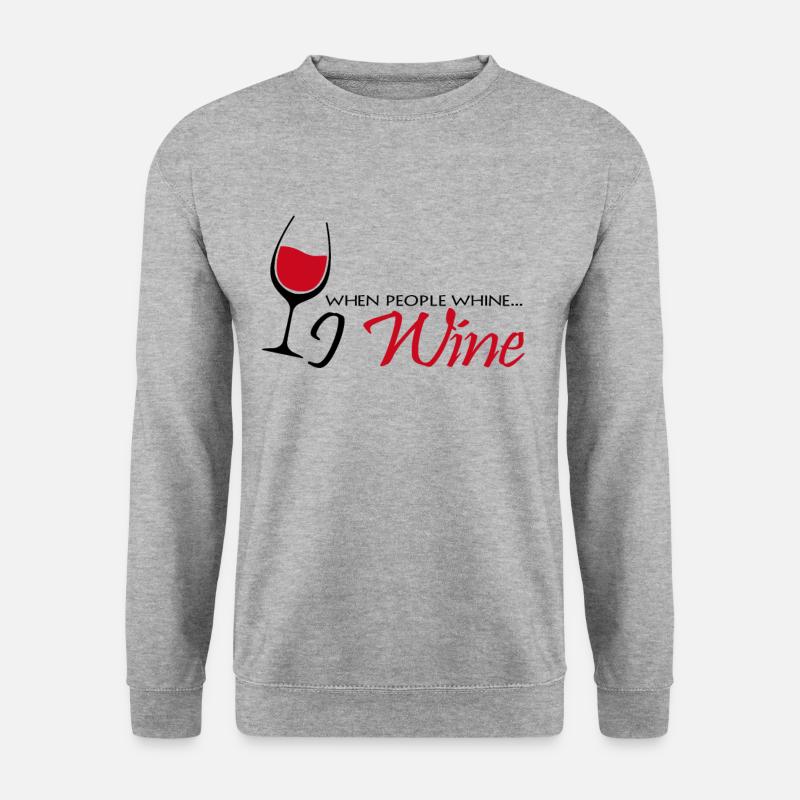 Wein - Unisex Pullover - Weißgrau meliert