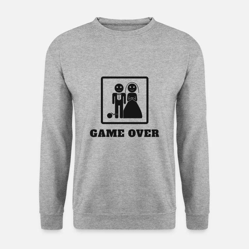 Game Over Hochzeit - Unisex Pullover - Weißgrau meliert