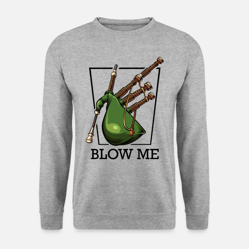 Blow Me | Cool Dudelsack Lustige Sprüche Geschenk - Unisex Pullover - Weißgrau meliert