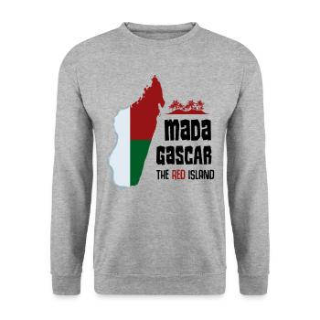 Cool Republic of Madagascar country outline gift idea - Unisex Sweatshirt - salt & pepper - Front - Alina (178cm) & Michal (187cm)