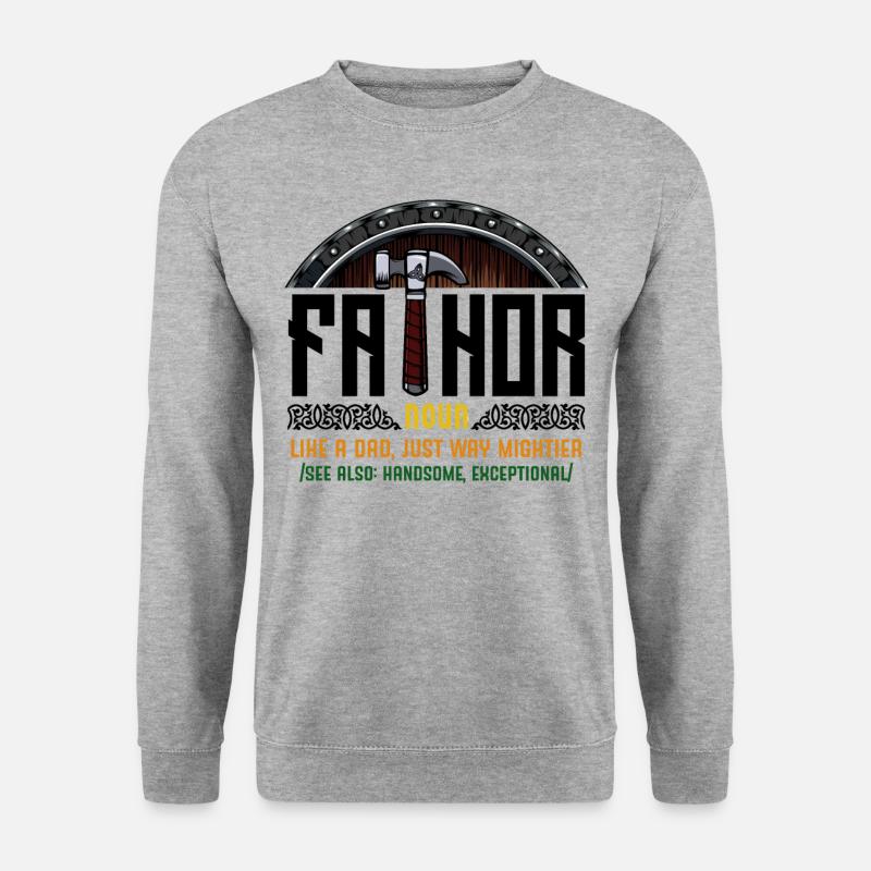 Fathor Wortspiel Vater Lustige Sprüche Geschenk - Unisex Pullover - Weißgrau meliert