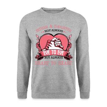 Vater und Tochter - Unisex Pullover - Weißgrau meliert - Vorne - Alina (178cm) & Michal (187cm)