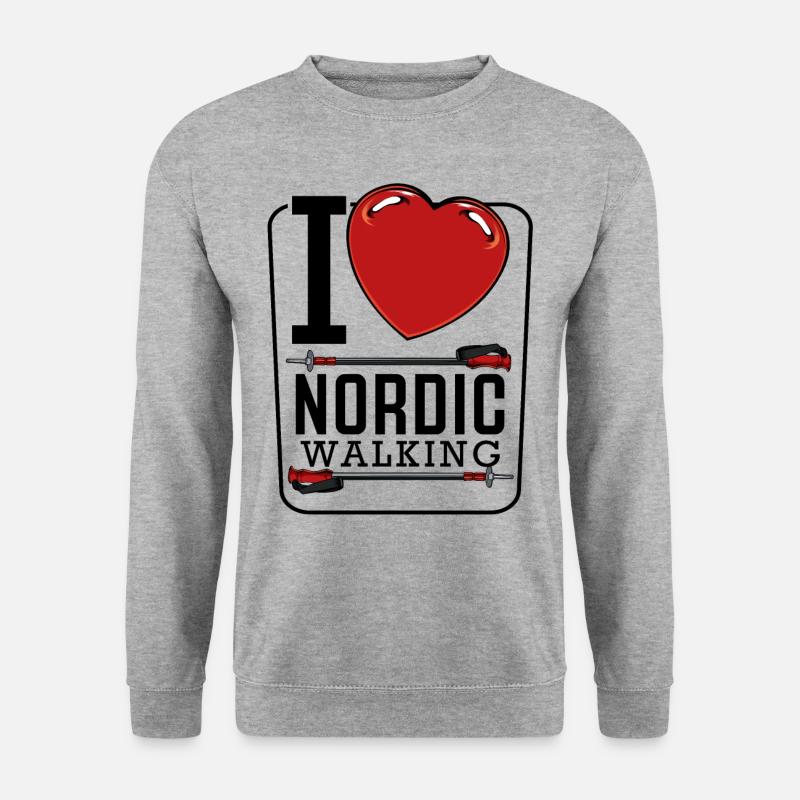 Nordic Walking - Unisex Pullover - Weißgrau meliert