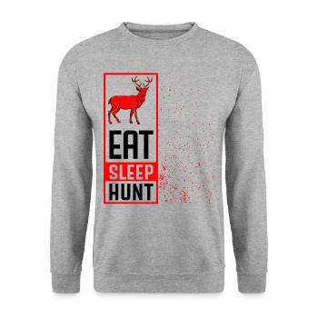 Eat Sleep Hunt Cool Hunter Statement Hunting Gift - Unisex Sweatshirt - salt & pepper - Front - Alina (178cm) & Michal (187cm)