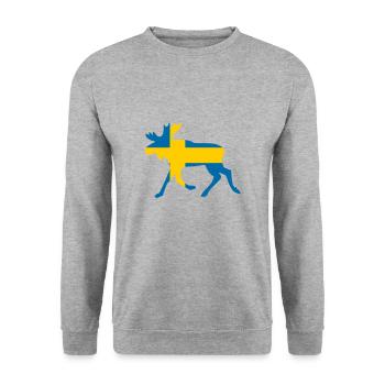 Schweden Elch - Unisex Pullover - Weißgrau meliert - Vorne - Alina (178cm) & Michal (187cm)