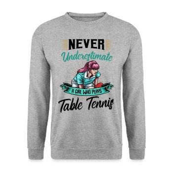 Cadeau de ping-pong énonciations drôles - Sweat-shirt Unisexe - gris chiné - Devant - Alina (178cm) & Michal (187cm)
