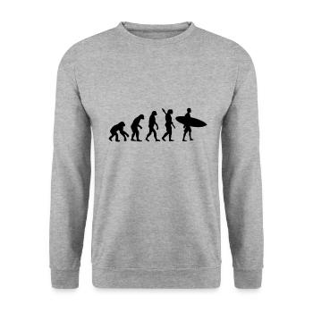 Evolution Surfer Surfing Surfboard Wave Surf - Unisex Sweatshirt - salt & pepper - Front - Alina (178cm) & Michal (187cm)