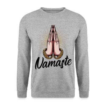 Yoga - Unisex Pullover - Weißgrau meliert - Vorne - Alina (178cm) & Michal (187cm)