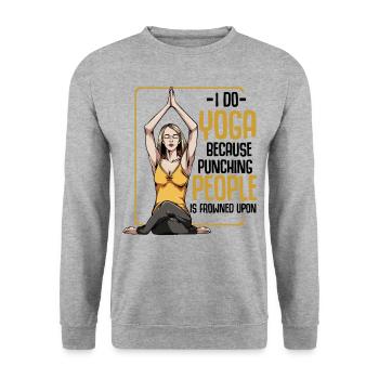 Yoga - Unisex Pullover - Weißgrau meliert - Vorne - Alina (178cm) & Michal (187cm)