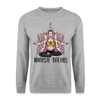 Yoga - Unisex Pullover - Weißgrau meliert - Vorne - Alina (178cm) & Michal (187cm)