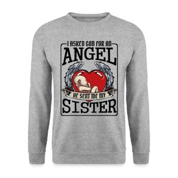 sister - Unisex Sweatshirt - salt & pepper - Front - Alina (178cm) & Michal (187cm)