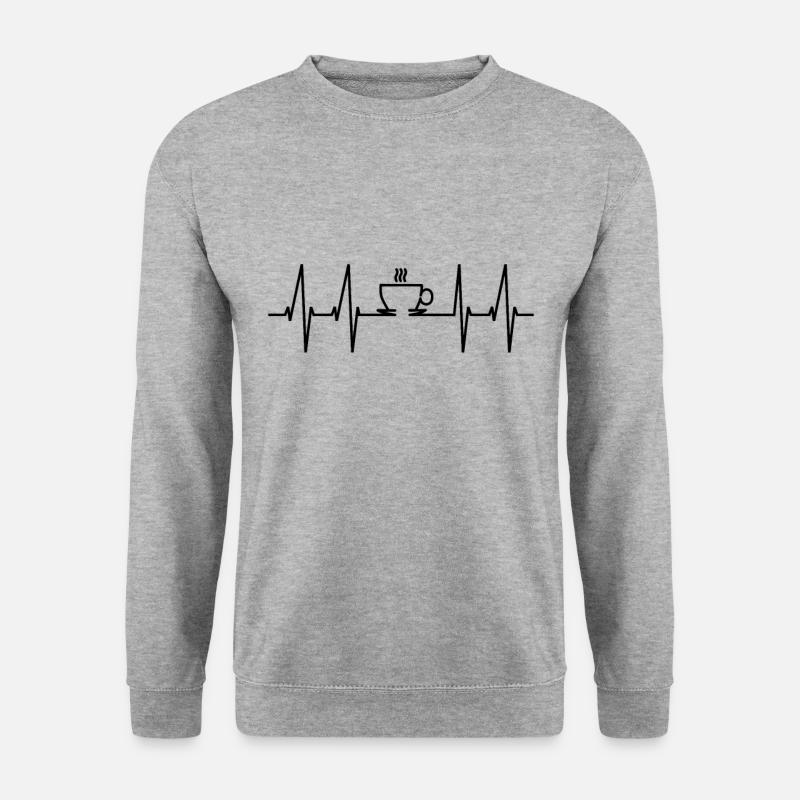 Herzschlag Kaffee Heartbeat coffee EKG Geschenk - Unisex Pullover - Weißgrau meliert
