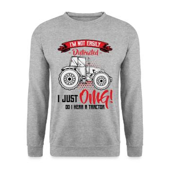 Traktoren Lustige Sprüche Cool Bauer Geschenkidee - Unisex Pullover - Weißgrau meliert - Vorne - Alina (178cm) & Michal (187cm)