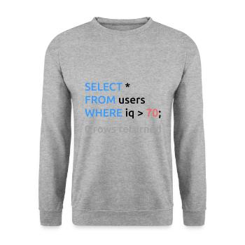 Programmer Admin Funny SQL Code - Unisex Sweatshirt - salt & pepper - Front - Alina (178cm) & Michal (187cm)