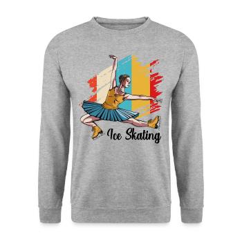Eislaufen - Unisex Pullover - Weißgrau meliert - Vorne - Alina (178cm) & Michal (187cm)