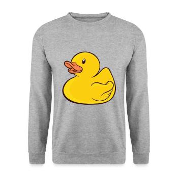 Badeente Gummiente - Unisex Pullover - Weißgrau meliert - Vorne - Alina (178cm) & Michal (187cm)