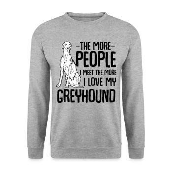 Windhund - Unisex Pullover - Weißgrau meliert - Vorne - Alina (178cm) & Michal (187cm)