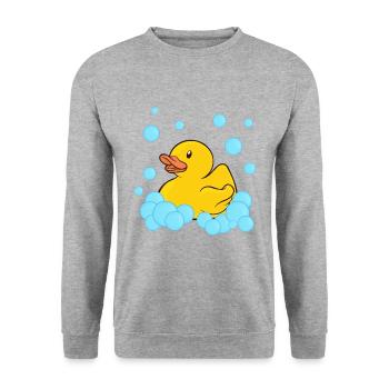 Badeente Gummiente - Unisex Pullover - Weißgrau meliert - Vorne - Alina (178cm) & Michal (187cm)