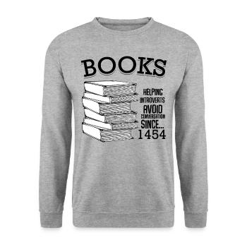Livre Funny Sayings Lire Plus Gift - Sweat-shirt Unisexe - gris chiné - Devant - Alina (178cm) & Michal (187cm)