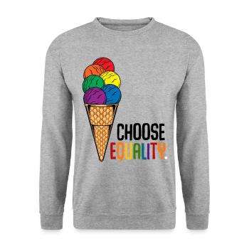 LGBT - Unisex Pullover - Weißgrau meliert - Vorne - Alina (178cm) & Michal (187cm)