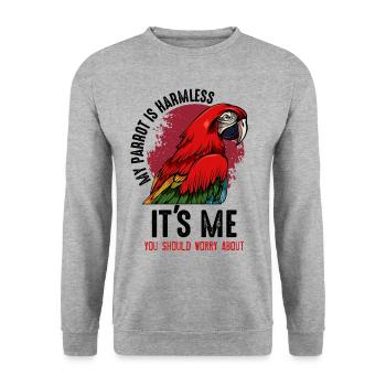 Papagei - Unisex Pullover - Weißgrau meliert - Vorne - Alina (178cm) & Michal (187cm)