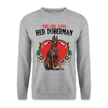Dobermann - Sweat-shirt Unisexe - gris chiné - Devant - Alina (178cm) & Michal (187cm)