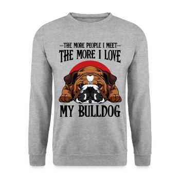 Bulldog Funny Sayings Dog Owner Gift - Unisex Sweatshirt - salt & pepper - Front - Alina (178cm) & Michal (187cm)