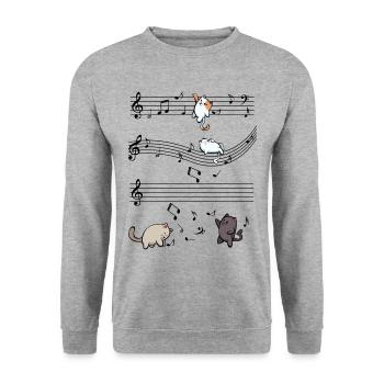 Musical Cats Music Notes Cute Gift - Unisex Sweatshirt - salt & pepper - Front - Alina (178cm) & Michal (187cm)