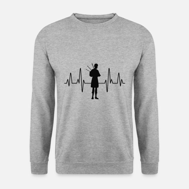 Dudelsack Dudelsackspieler Herzschlag - Unisex Pullover - Weißgrau meliert