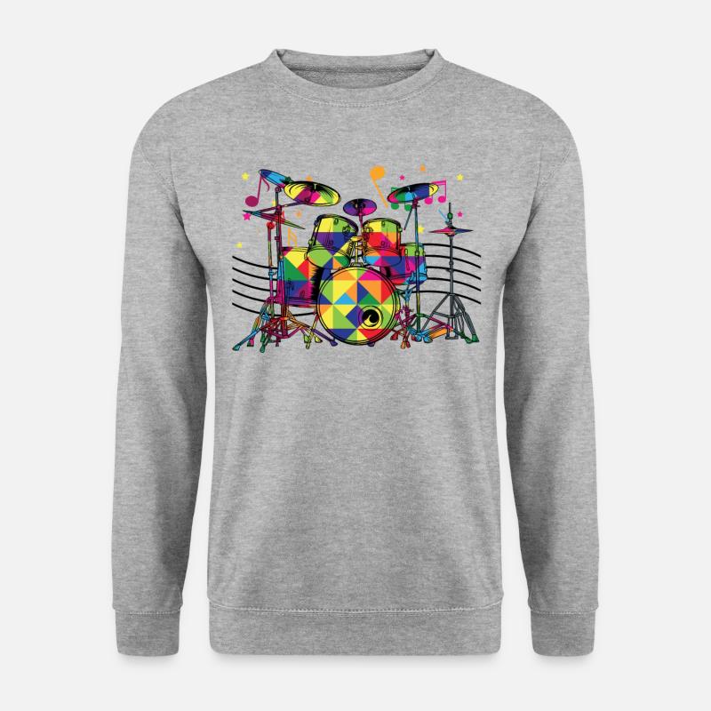 Schlagzeug - Unisex Pullover - Weißgrau meliert