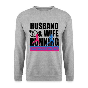 Couple running a marathon partner look gift - Unisex Sweatshirt - salt & pepper - Front - Alina (178cm) & Michal (187cm)