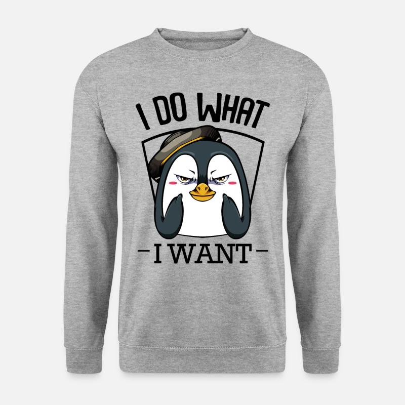 Pinguin - Unisex Pullover - Weißgrau meliert
