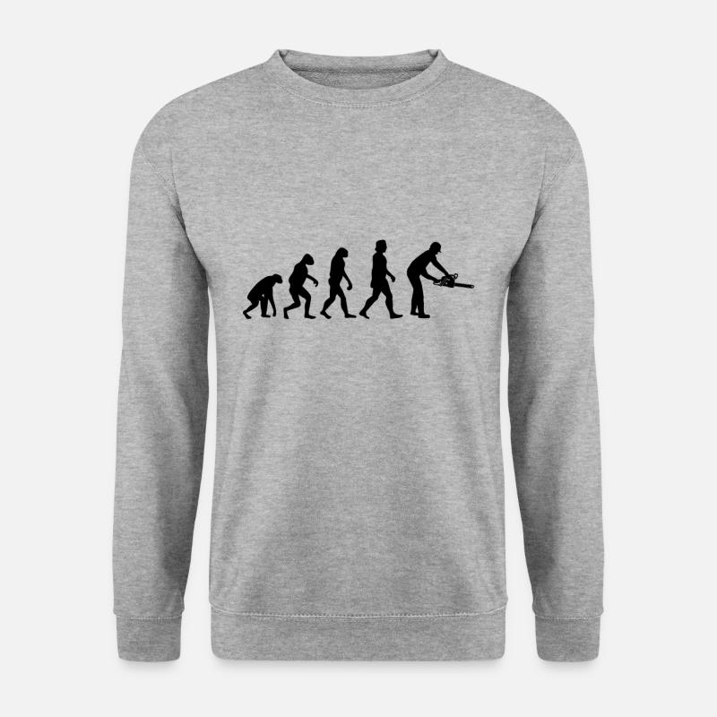 Baumfäller Motorsäge Kettensäge Evolution - Unisex Pullover - Weißgrau meliert